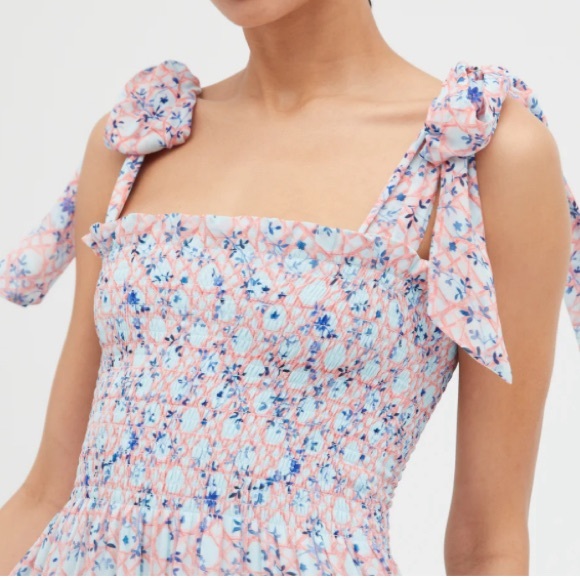 🦋HP🦋 NWT The Ribbon Ellie Nap Dress - Pink Basketweave Vine - Sz M - Picture 4 of 10